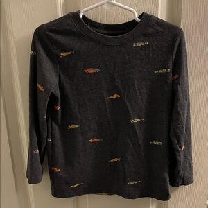 Cat & Jack Long Sleeve Tee with Car Print - Dark Gray